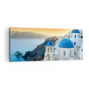 Quadro su tela - Stampe su Tela - Santorini: aggrappate alle rocce - 100x40 cm