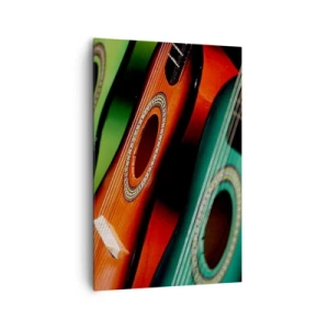 Quadro su tela - Stampe su Tela - Chitarre colorate in diverse tonalità disposte in fila - 80x120cm - La chitarra ha molti colori - Decorazione murale moderna per soggiorno e camera da letto ARTTOR