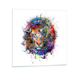 Quadro su vetro - Si nasconde dietro un velo arcobaleno - 60x60 cm