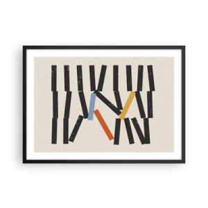 Poster in cornice nera - Composizione astratta con rettangoli colorati e neri - 70x50cm - Composizione: domino - Decorazione murale moderna per soggiorno e camera da letto ARTTOR