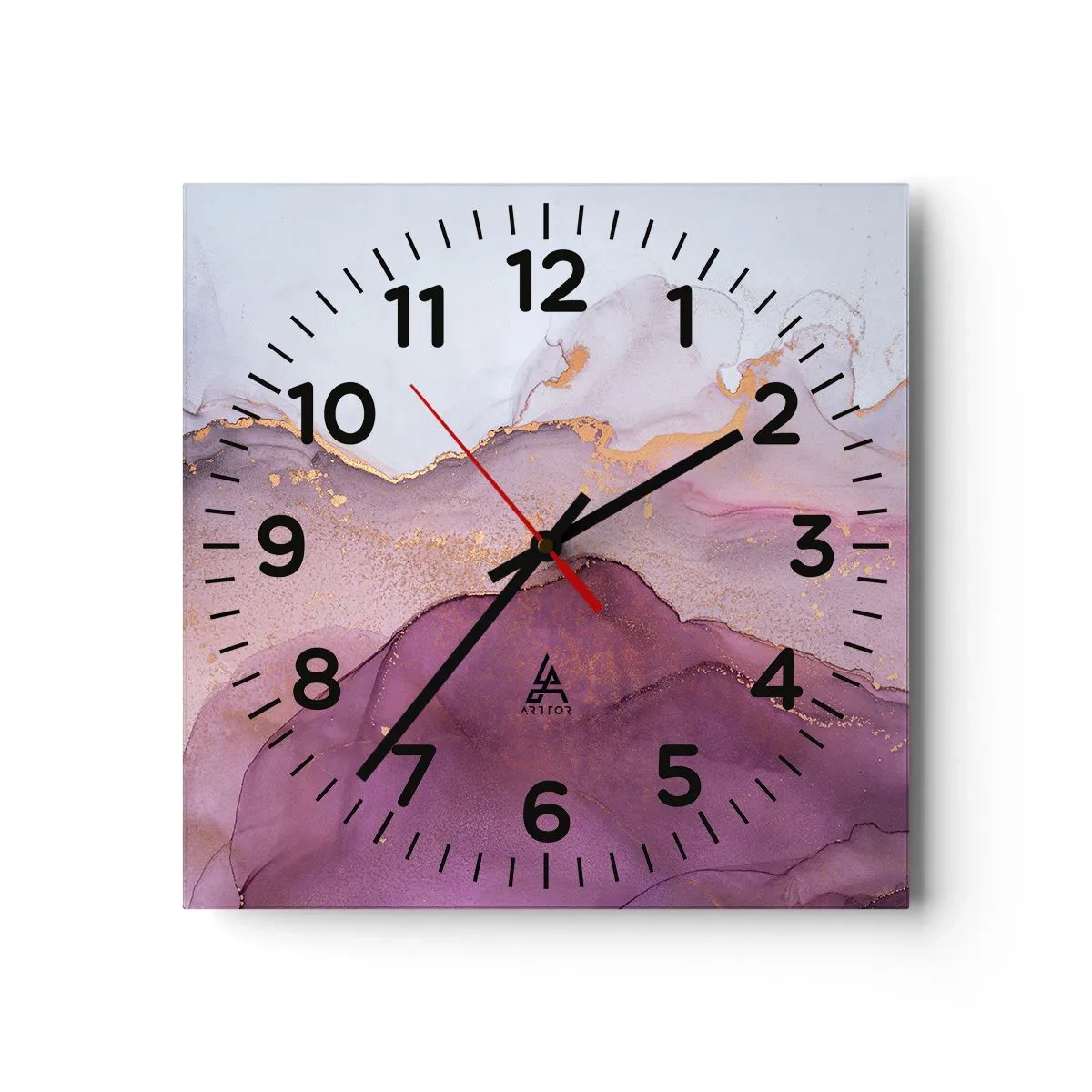 Orologio da parete - Orologio in Vetro - Onde di lilla e viola - 40x40 cm