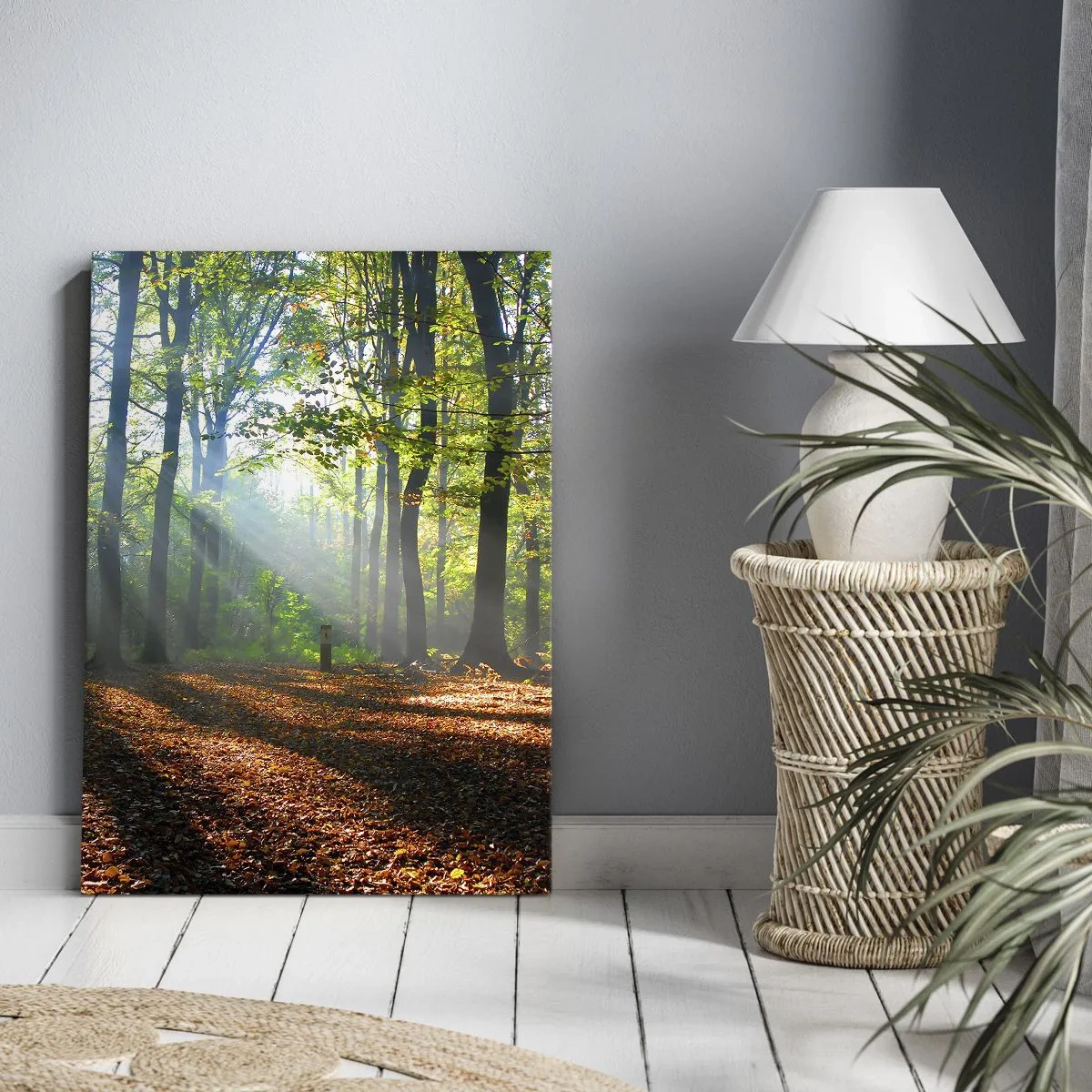 Quadro su tela - Stampe su Tela - Una radura della foresta illuminata dai raggi del sole - 50x70cm - Luci e ombre - Decorazione murale moderna per soggiorno e camera da letto ARTTOR
