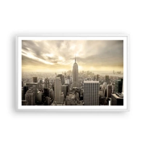 Poster in cornice bianca - New York in grigio - 91x61 cm