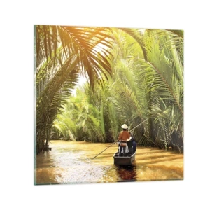 Quadro su vetro - Tunnel di palme - 30x30 cm