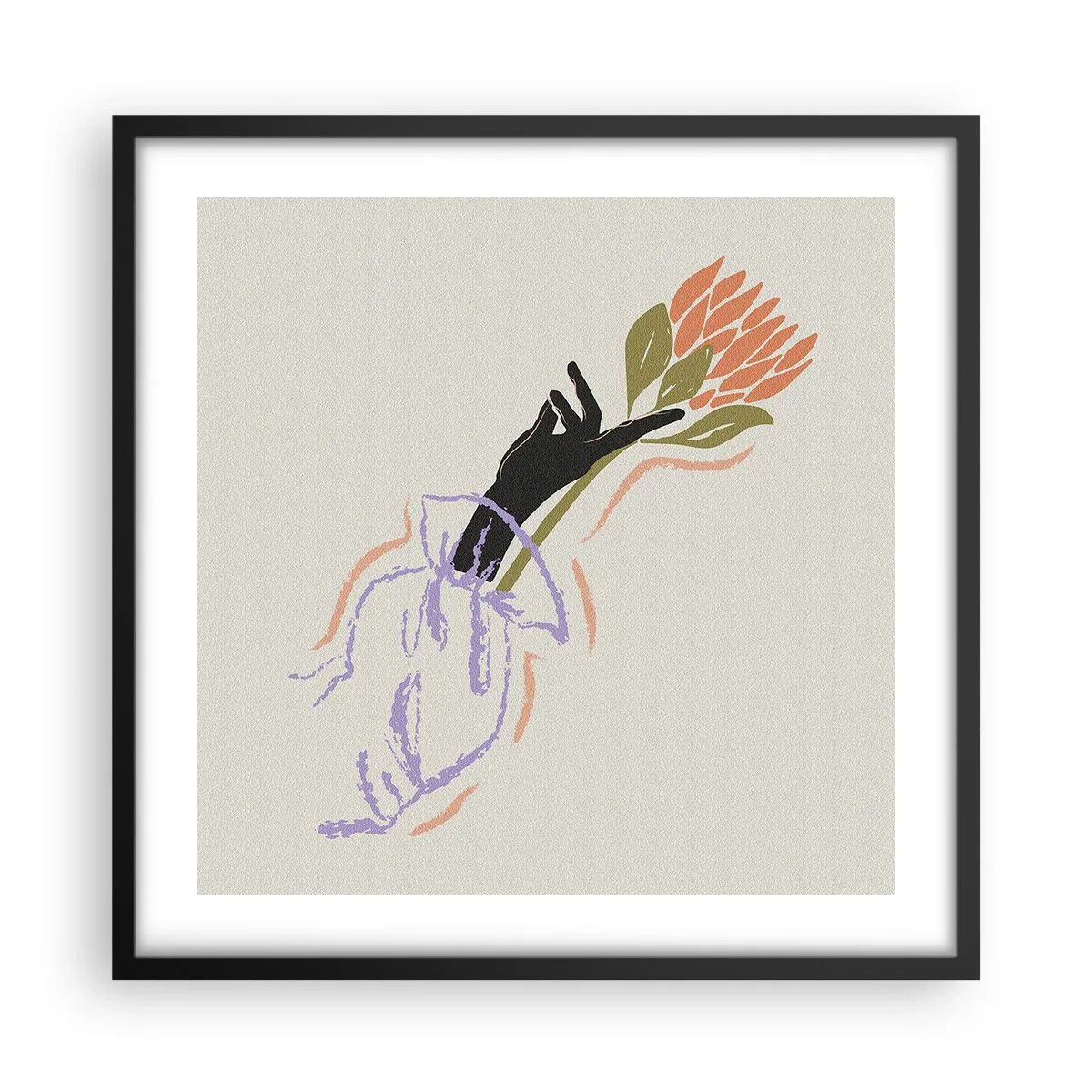 Poster in cornice nera - Tocco delicato - 50x50 cm