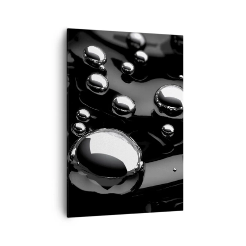 Quadro su tela - Stampe su Tela - Gocce astratte su una superficie nera - 70x100cm - Toni di nero - Decorazione murale moderna per soggiorno e camera da letto ARTTOR
