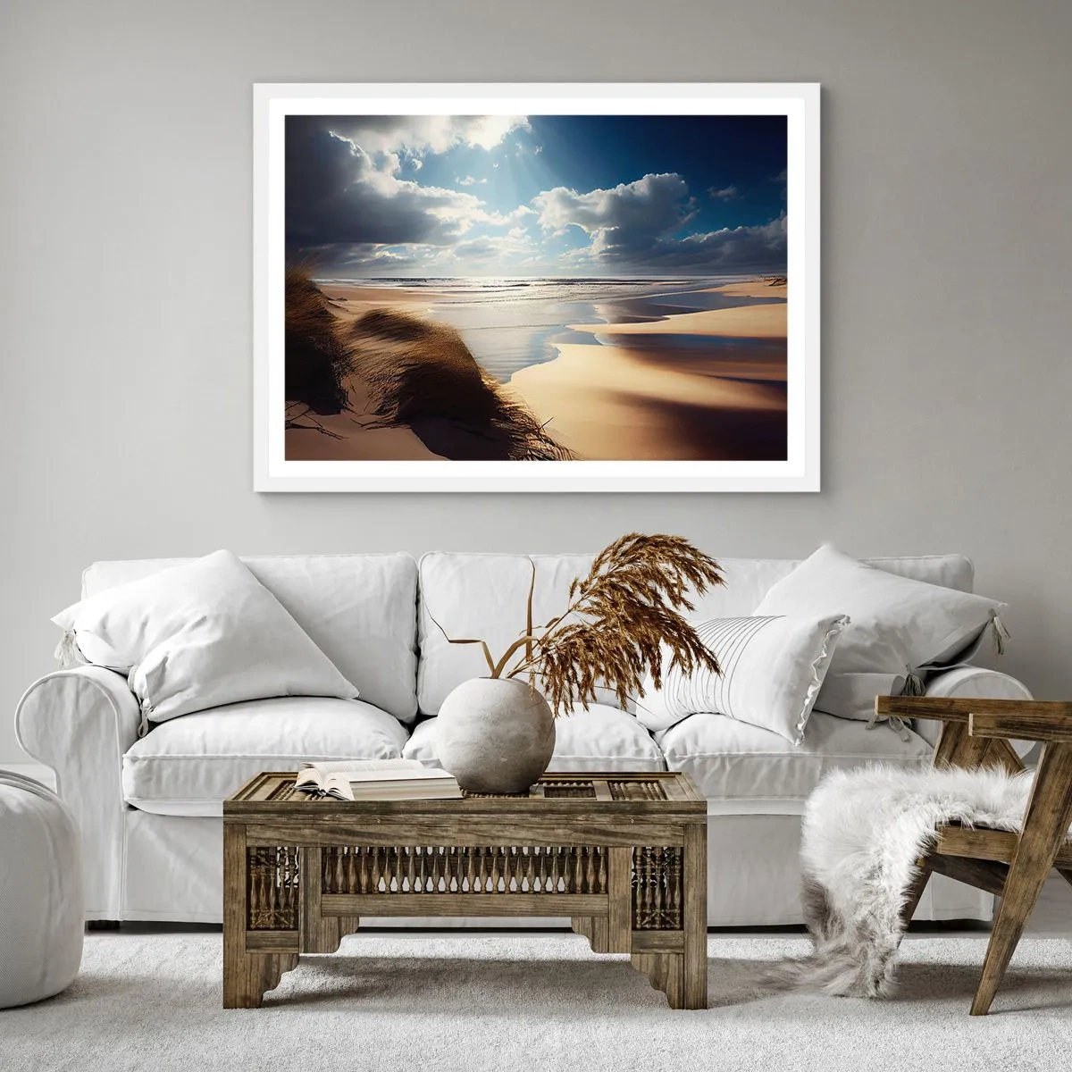 Poster in cornice bianca - Spiaggia incontaminata - 40x40 cm