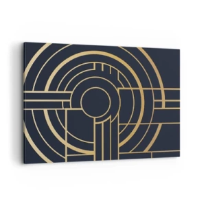 Quadro su tela - Stampe su Tela - Motivo geometrico con linee dorate - 100x70cm - Il giro delle cose - Decorazione murale moderna per soggiorno e camera da letto ARTTOR