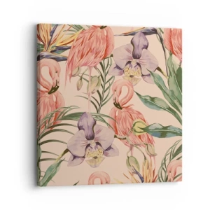 Quadro su tela - Stampe su Tela - Un ballo rosa nei fiori - 30x30 cm