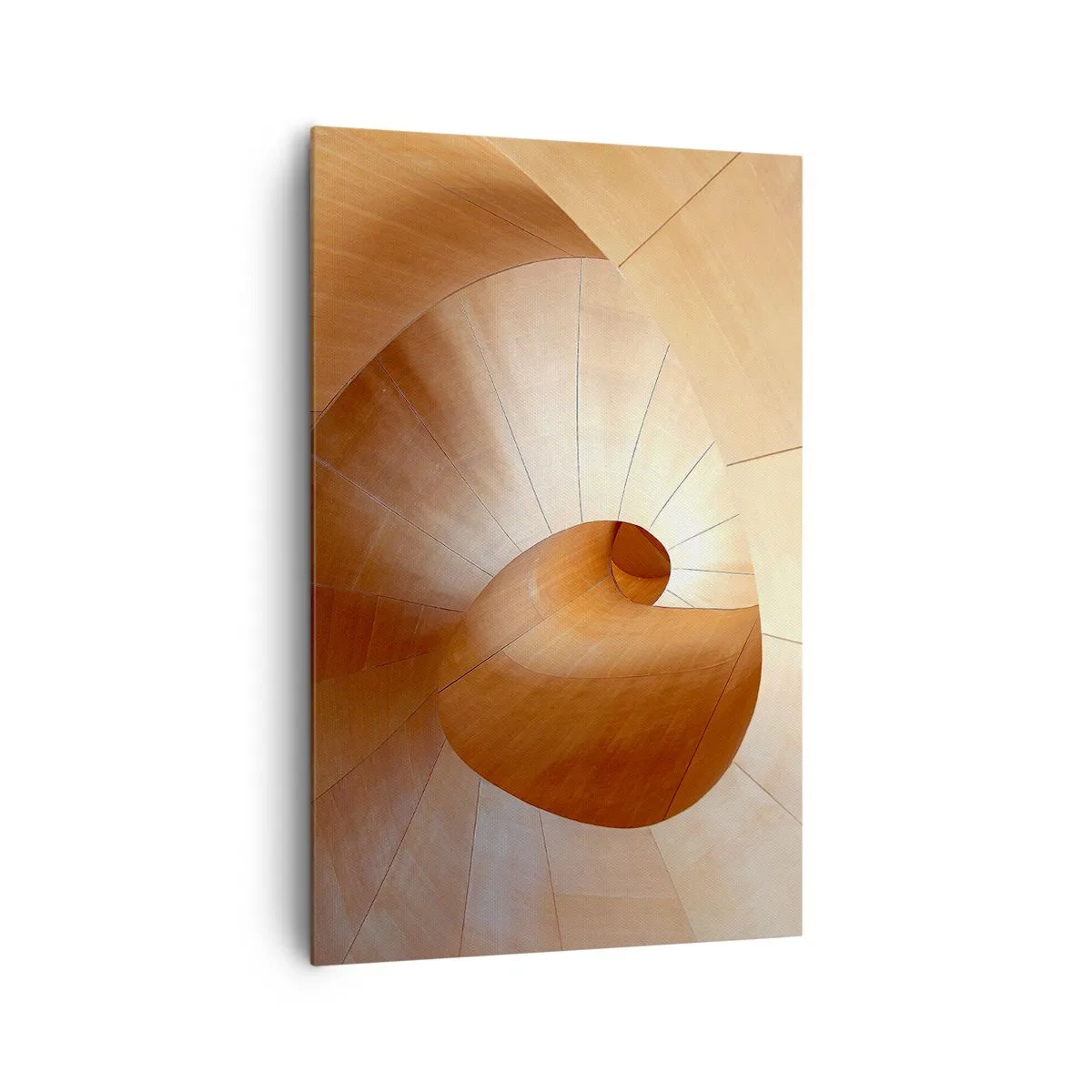 Quadro su tela - Stampe su Tela - Spirale astratta nei toni del legno e del marrone chiaro - 80x120cm - Serpentina architettonica - Decorazione murale moderna per soggiorno e camera da letto ARTTOR