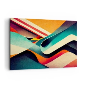 Quadro su tela - Stampe su Tela - Onde astratte colorate in una composizione dinamica - 100x70cm - Composizione intensa - Decorazione murale moderna per soggiorno e camera da letto ARTTOR