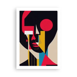 Poster - Ritratto astratto in una composizione geometrica - 50x70cm - Il suo mondo interiore - Decorazione murale moderna per soggiorno e camera da letto ARTTOR