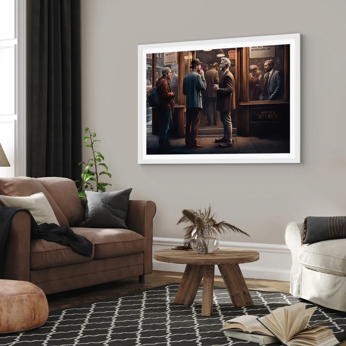 Poster in cornice bianca - Il buon momento della giornata - 50x40 cm