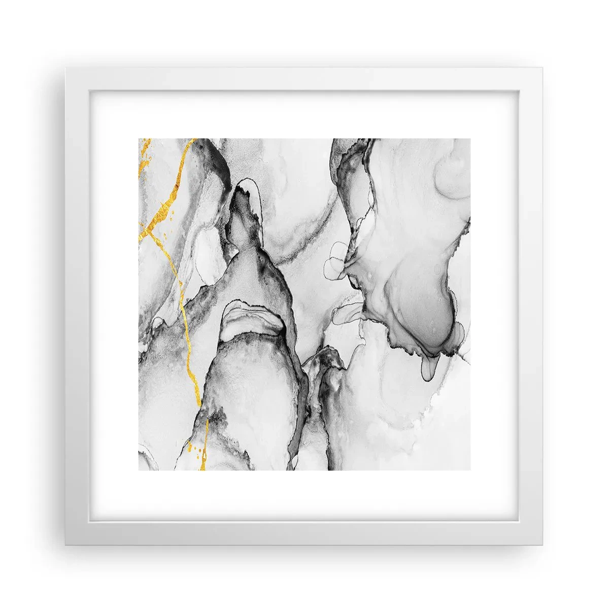 Poster in cornice bianca - Composizione con motivo d'oro - 30x30 cm