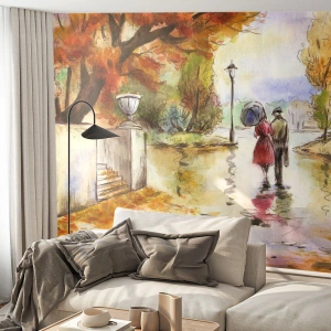 Fotomurali Autoadesivo Deluxe Sticker - Autunno romantico nel parco - Città, Persone, Coppia innamorata - 150x105 cm