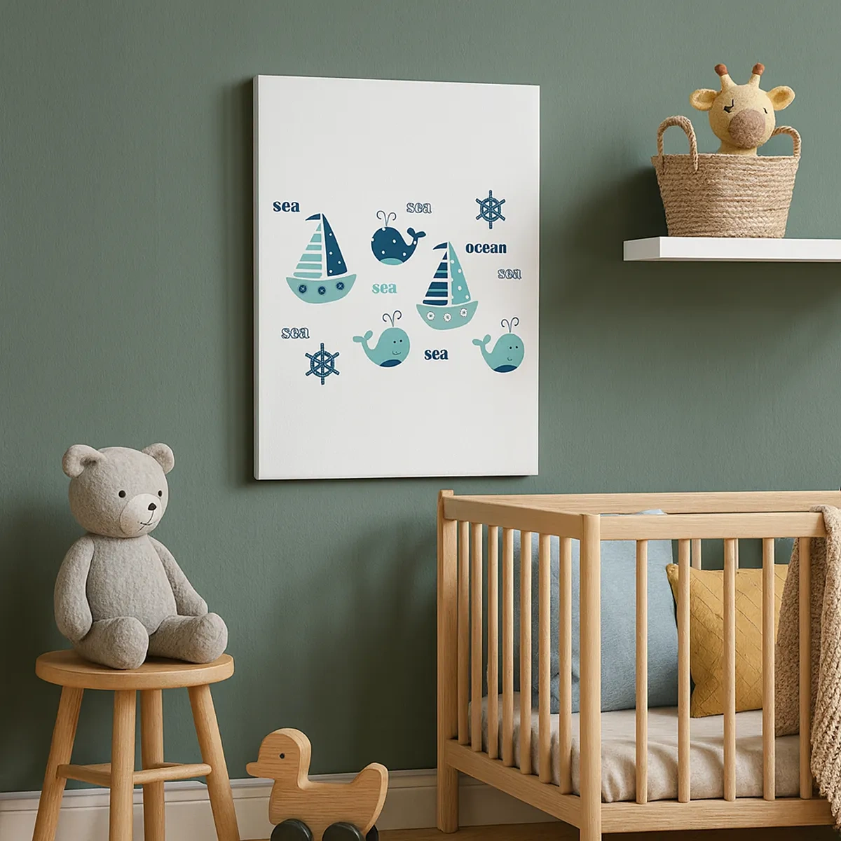 Quadro su tela - Stampe su Tela - Affascinanti motivi nautici con balene e barche a vela - 50x70cm - Attraverso i mari e gli oceani - Decorazione murale moderna per soggiorno e camera da letto ARTTOR