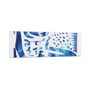 Quadro su vetro - Motivo astratto nei toni del blu - 160x50cm - Ritorno alle radici - Decorazione murale moderna per soggiorno e camera da letto ARTTOR