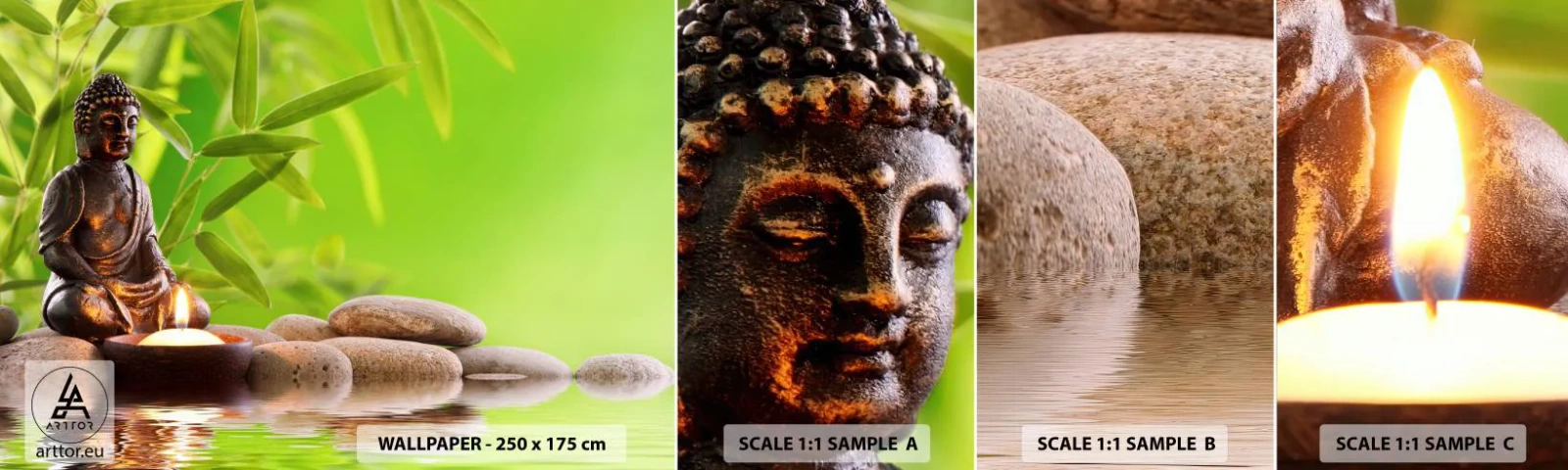 Campione Di Fotomurale Standard Eco - La vita è bella - Budda, Bambù, Terme - 100x30 cm