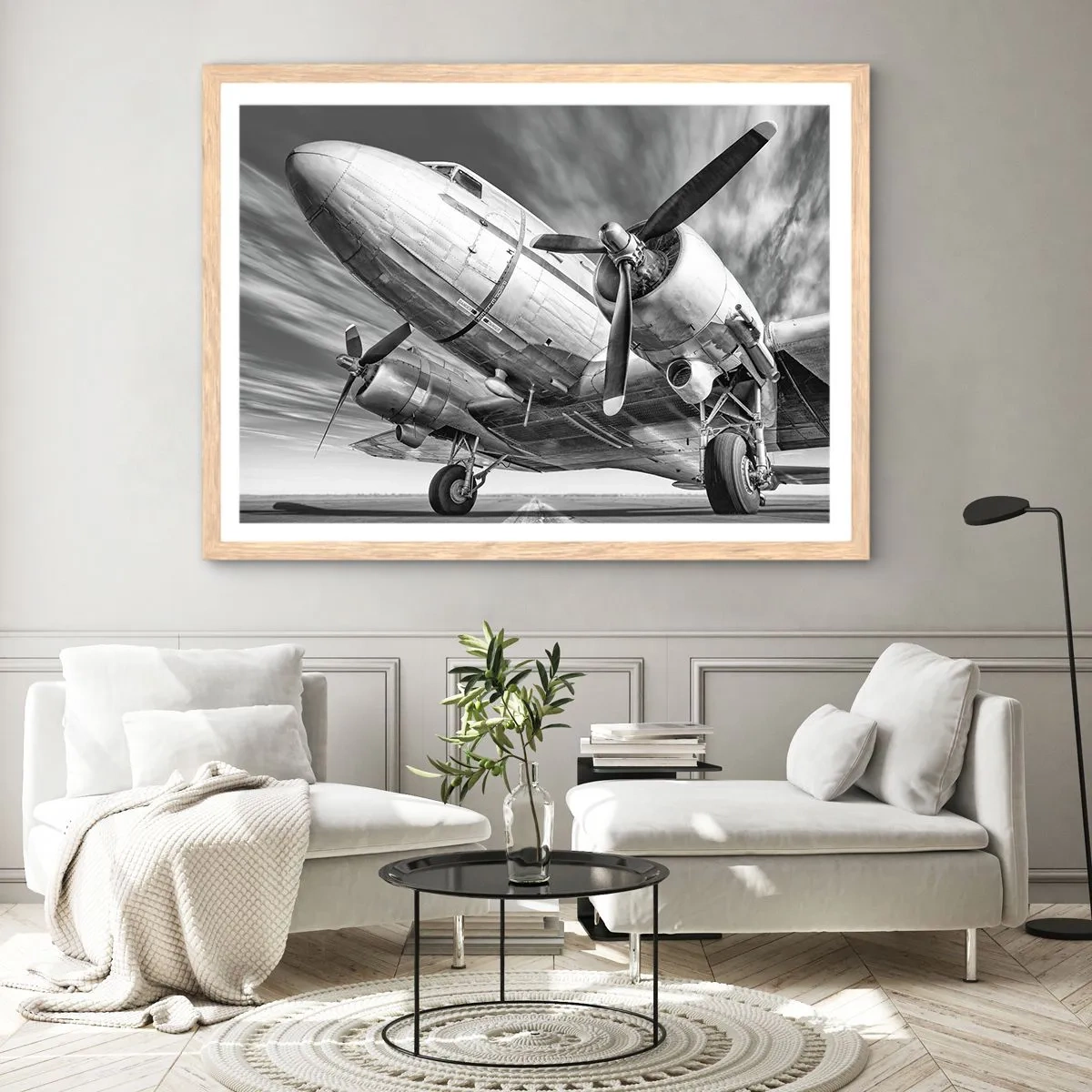 Poster in cornice rovere chiaro - Sempre pronto al volo - 100x70 cm