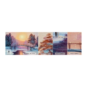 Campione di Fotomurale Premium Canvas - Quattro stagioni: inverno - Paesaggio, Fiume, Ponte - 100x30 cm