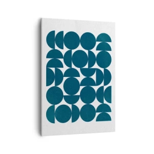 Quadro su tela - Stampe su Tela - Forme geometriche nei toni del blu navy su sfondo bianco - 50x70cm - Cerchi e semicerchi - Decorazione murale moderna per soggiorno e camera da letto ARTTOR