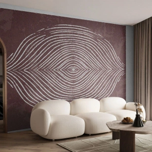 Fotomurali Premium Sand - Le linee concentriche in marrone creano un motivo simmetrico - 100x70cm - Lo spazio parlante - Decorazione murale moderna per soggiorno e camera da letto ARTTOR