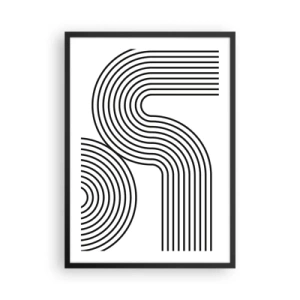 Poster in cornice nera - Grafica moderna con linee astratte in bianco e nero - 50x70cm - In curva - Decorazione murale moderna per soggiorno e camera da letto ARTTOR
