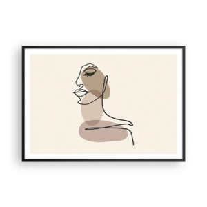 Poster in cornice nera - Un profilo femminile in stile minimalista - 100x70cm - La linea sicura della bellezza - Decorazione murale moderna per soggiorno e camera da letto ARTTOR