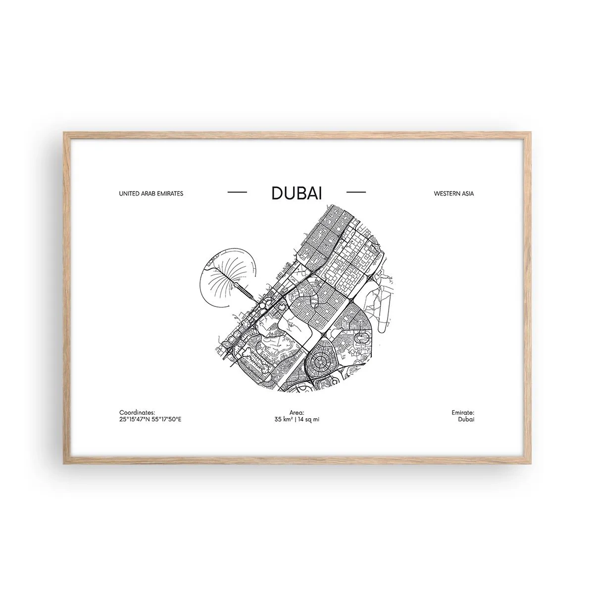 Poster in cornice rovere chiaro - Anatomia di Dubai - 100x70 cm