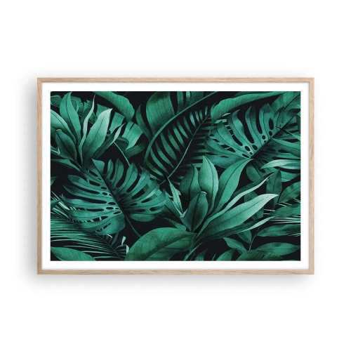 Poster in cornice rovere chiaro - Dal profondo del verde tropicale - 100x70 cm