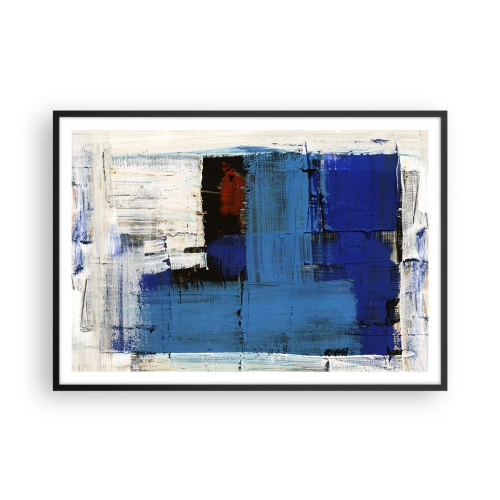 Poster in cornice nera - Composizione astratta nei toni del blu e del bianco - 100x70cm - I segreti del blu - Decorazione murale moderna per soggiorno e camera da letto ARTTOR