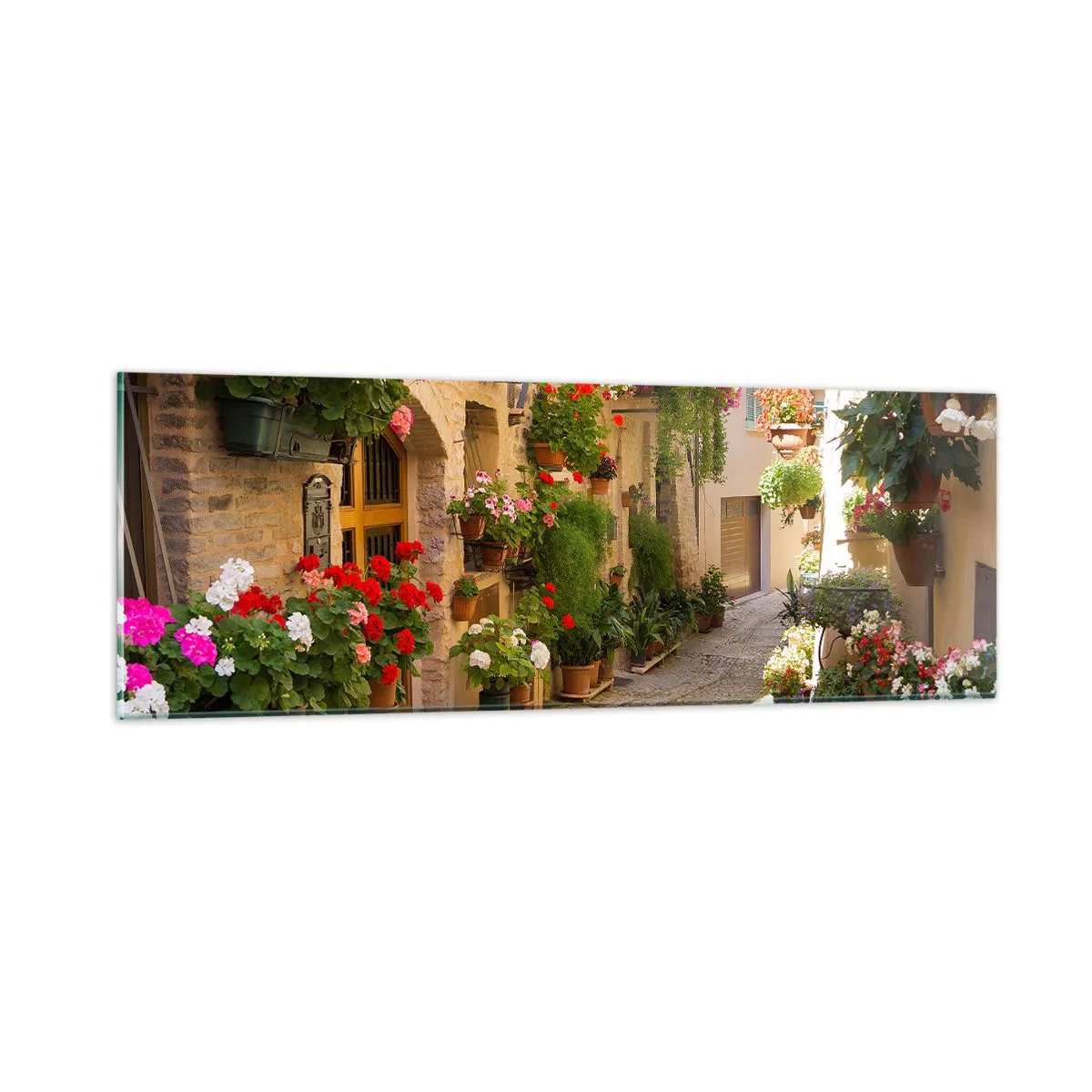 Quadro su vetro - Un'esplosione di fiori - 90x30 cm