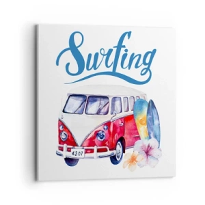 Quadro su tela - Stampe su Tela - In pulmino a fare surf - 70x70 cm