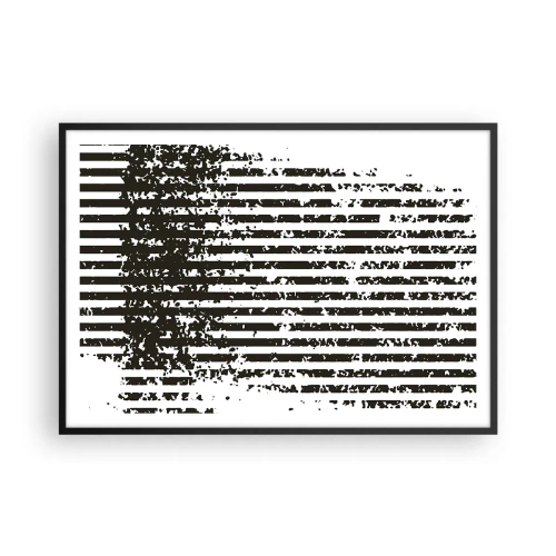Poster in cornice nera - Linee astratte con effetto invecchiato in bianco e nero - 100x70cm - Ritmo e rumore - Decorazione murale moderna per soggiorno e camera da letto ARTTOR