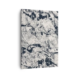Quadro su tela - Stampe su Tela - Composizione astratta in bianco e nero con un layout dinamico - 70x100cm - La compenetrazione degli opposti - Decorazione murale moderna per soggiorno e camera da letto ARTTOR