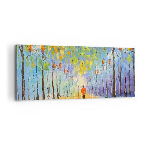 Quadro su tela - Stampe su Tela - Canzone notturna sotto la pioggia - 100x40 cm