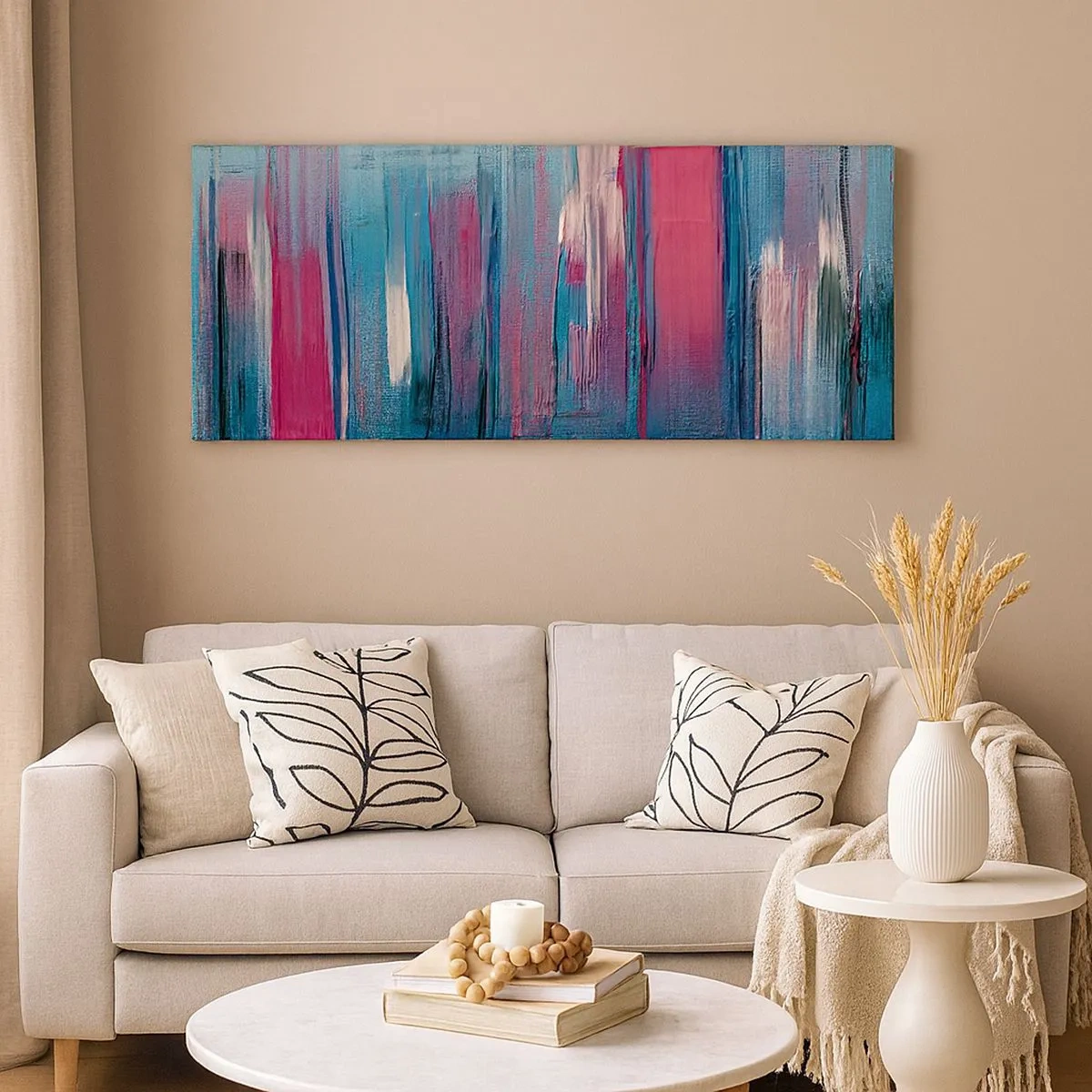 Quadro su tela - Stampe su Tela - Composizione verticale in blu e rosso - 100x40 cm