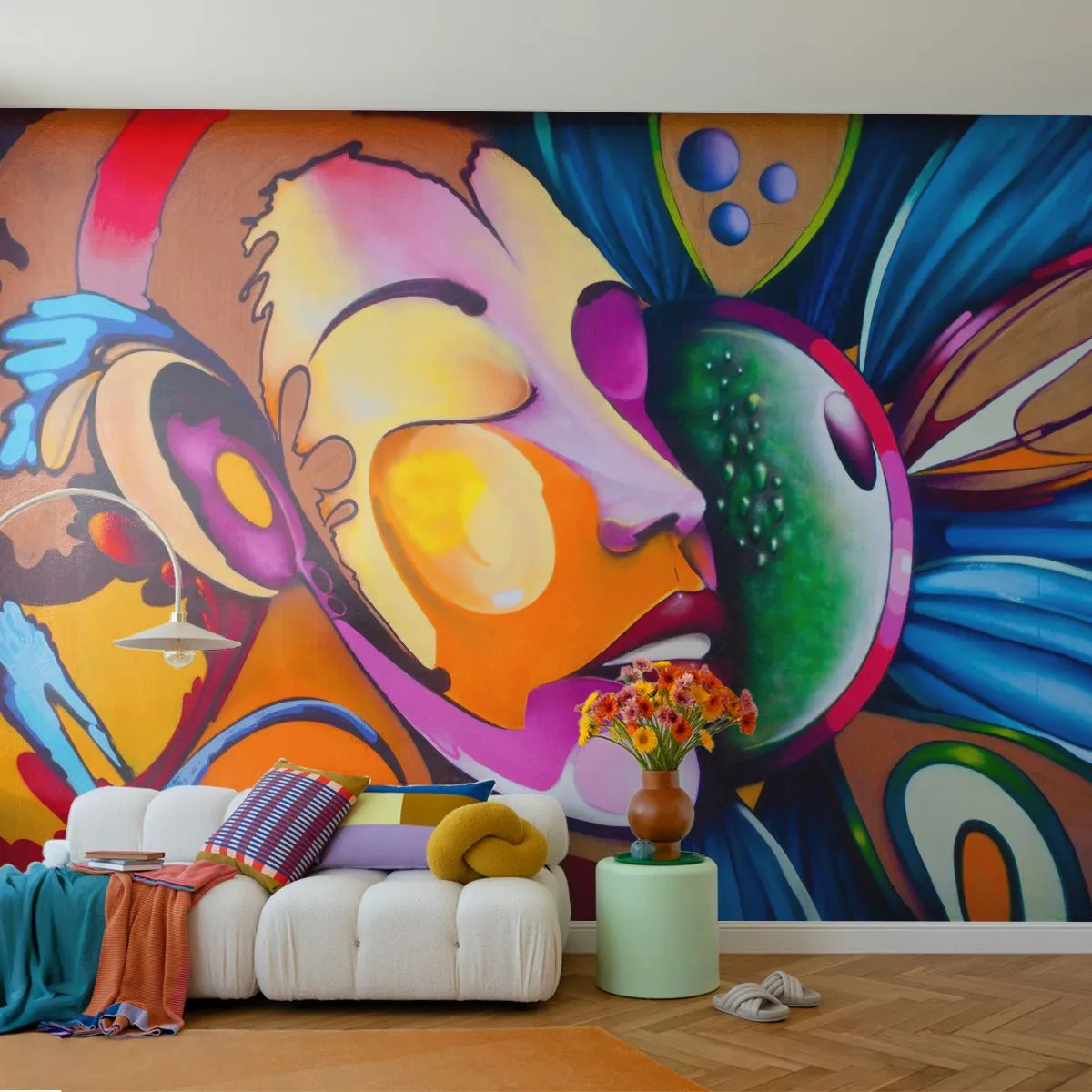 Fotomurali Standard Eco - Toccare con il colore - Astrazione, Donna, Cubismo - 400x280 cm
