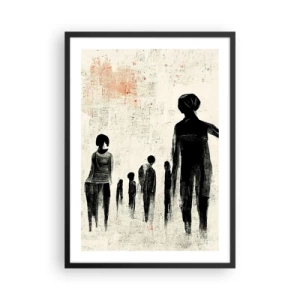 Poster in cornice nera - Illustrazione astratta di una figura in colori monocromatici - 50x70cm - Contro la solitudine - Decorazione murale moderna per soggiorno e camera da letto ARTTOR