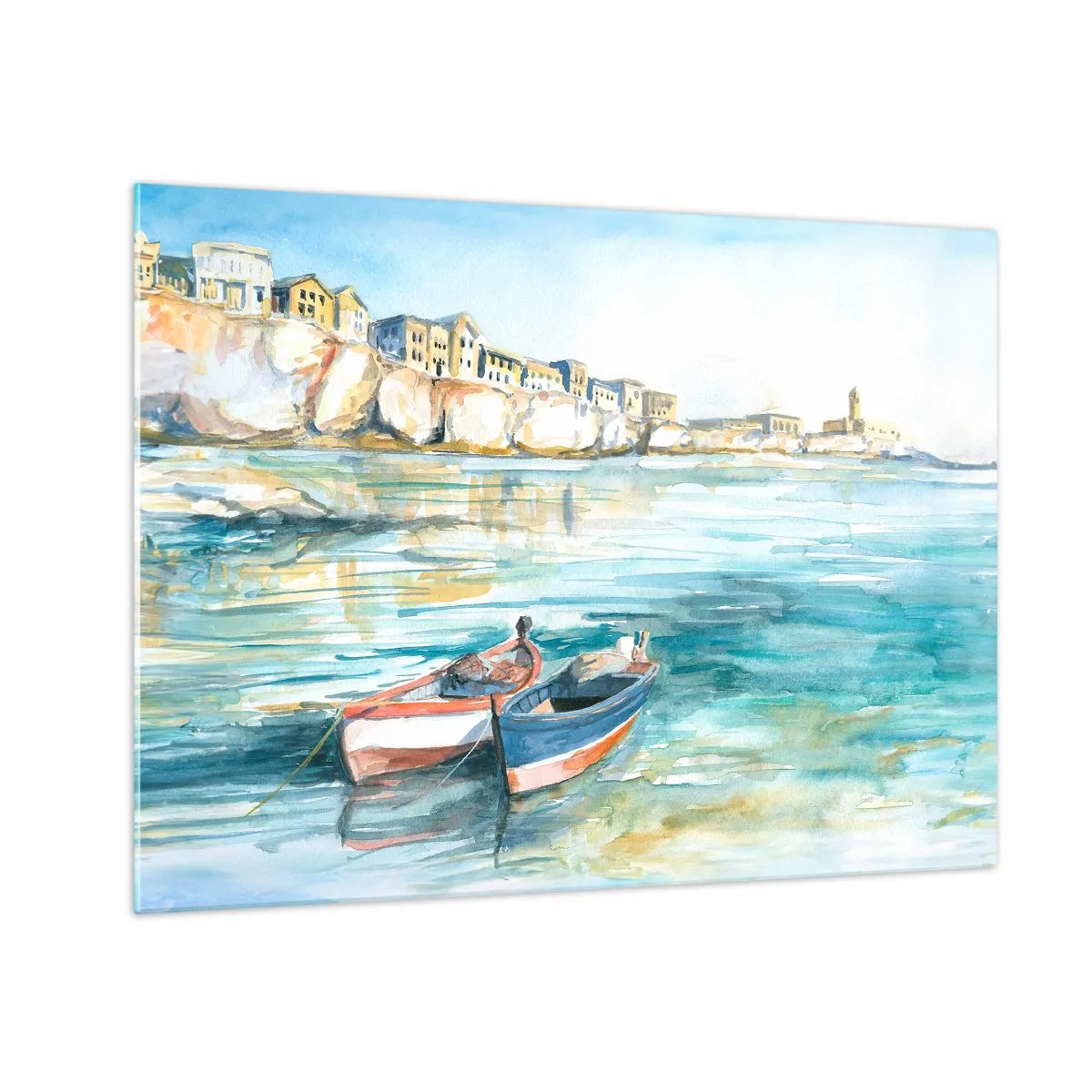 Quadro su vetro - Paesaggio in azzurro - 70x50 cm