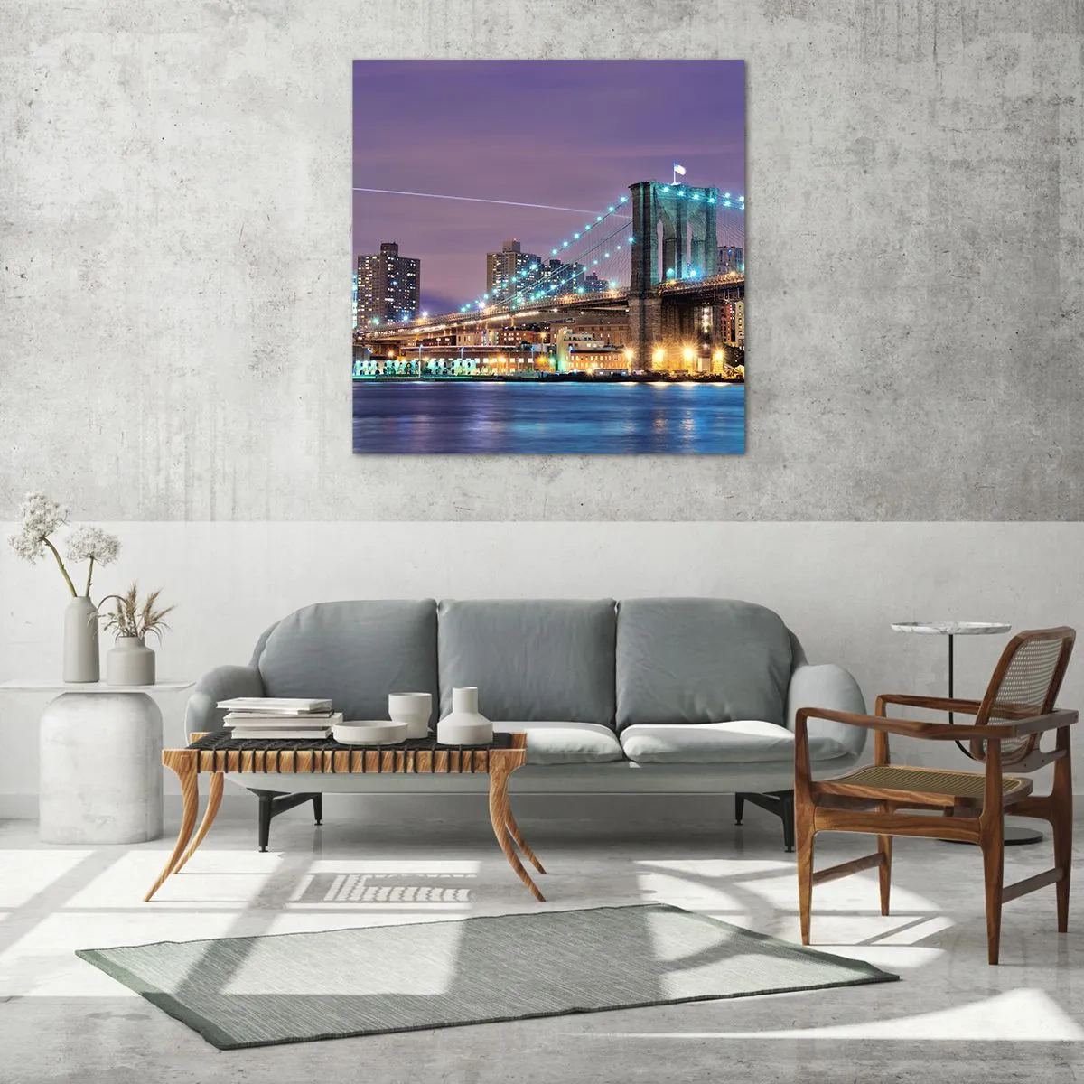 Quadro su vetro - Da tanti anni il ponte di Brooklyn - 50x50 cm