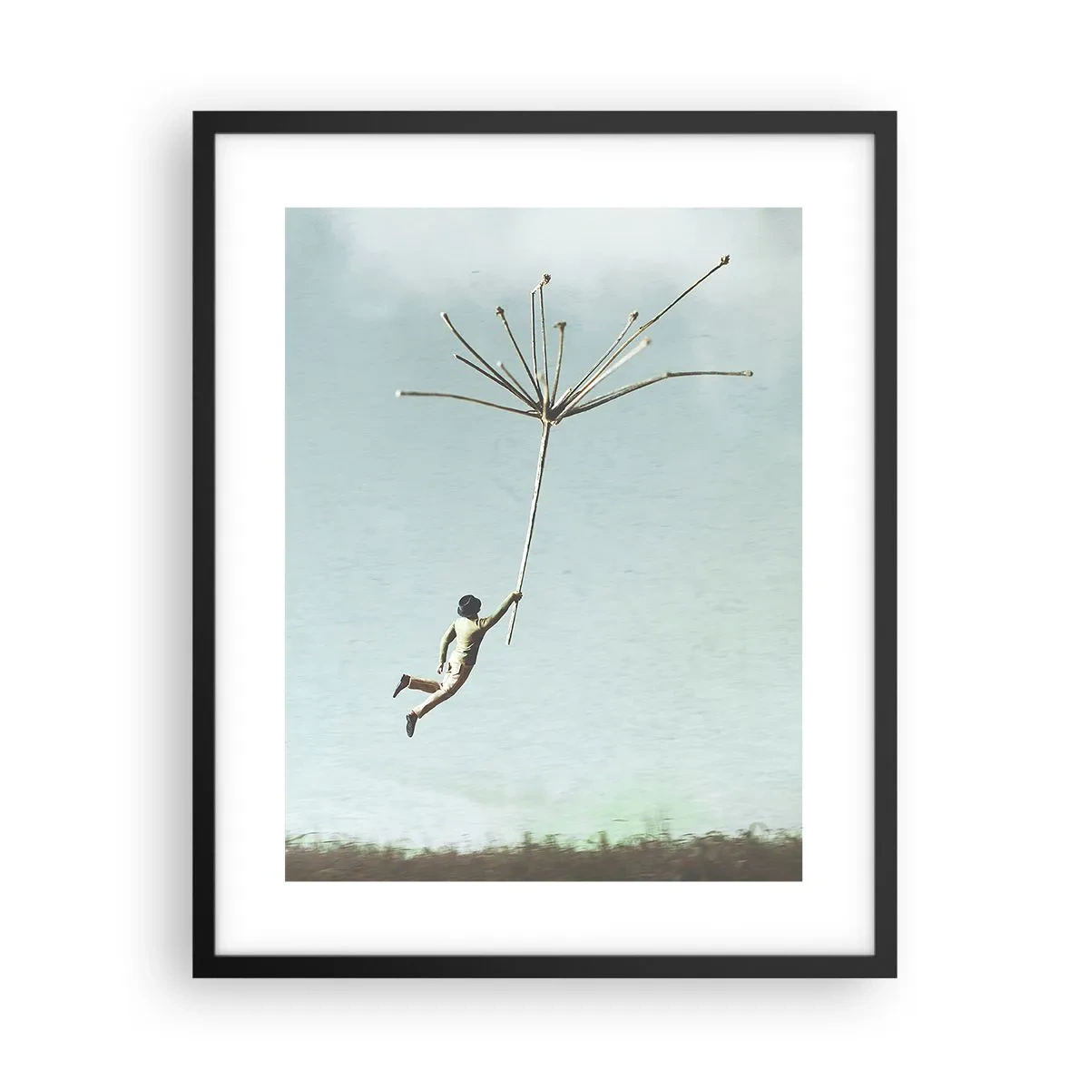 Poster in cornice nera - Aquiloni, denti di leone, vento - 40x50 cm