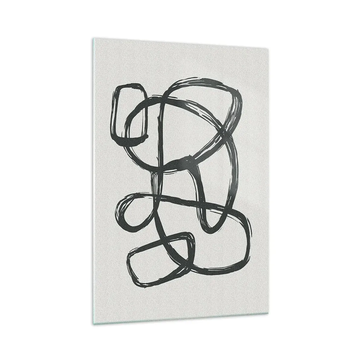 Quadro su vetro - Linee astratte che creano forme libere su uno sfondo chiaro - 70x100cm - Astrazione aggrovigliata - Decorazione murale moderna per soggiorno e camera da letto ARTTOR