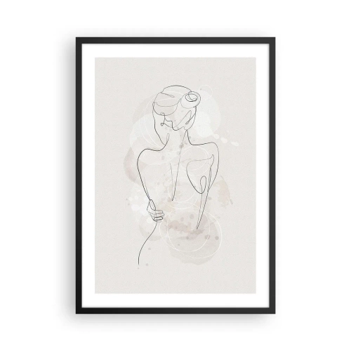 Poster in cornice nera - Una delicata silhouette femminile in una linea continua - 50x70cm - Come uno strumento delicato - Decorazione murale moderna per soggiorno e camera da letto ARTTOR