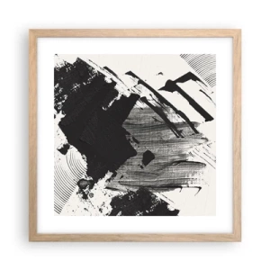 Poster in cornice rovere chiaro - Astrazione: espressione di nero - 40x40 cm