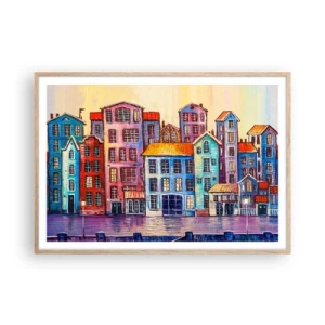 Poster in cornice rovere chiaro - Una città da favola - 100x70 cm