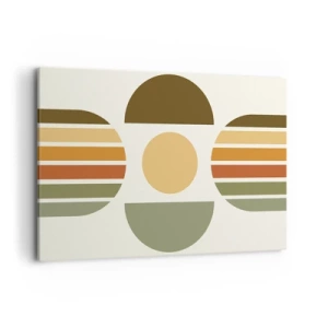 Quadro su tela - Stampe su Tela - Composizione geometrica con semicerchi e strisce nei toni della terra - 120x80cm - Nei colori della terra - Decorazione murale moderna per soggiorno e camera da letto ARTTOR