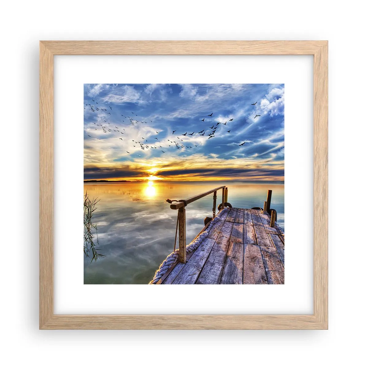 Poster in cornice rovere chiaro - Il vento è andato a dormire - 30x30 cm