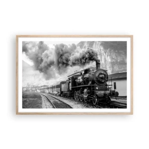 Poster in cornice rovere chiaro - Ferma alla stazione... - 91x61 cm