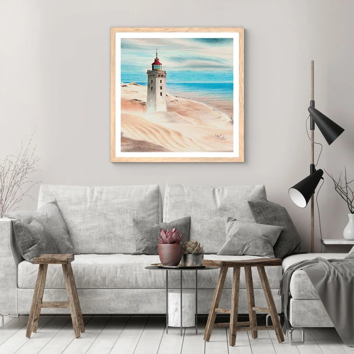 Poster in cornice rovere chiaro - Sempre guardando il mare - 40x40 cm